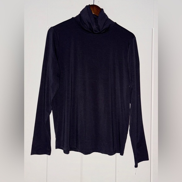 Eileen Fisher Fine Jersey Turtleneck Top Women L Basic Layering Long Line NEW - Picture 1 of 7